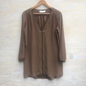 Amanda Uprichard silk zip Dress brown size M